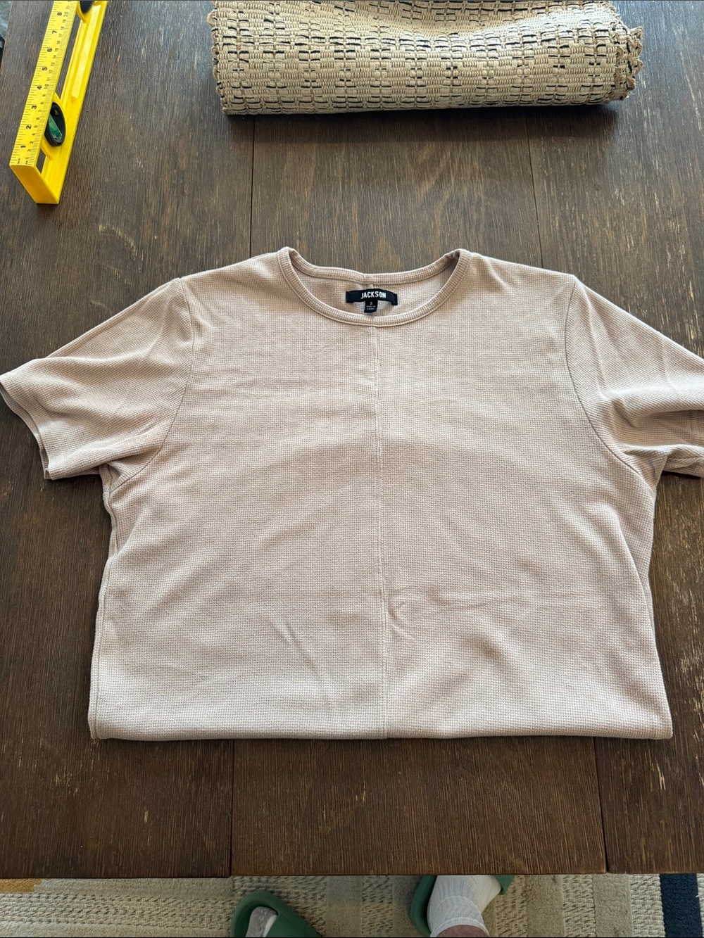 JACKSON Short Sleeve Crewneck Top in Light Taupe